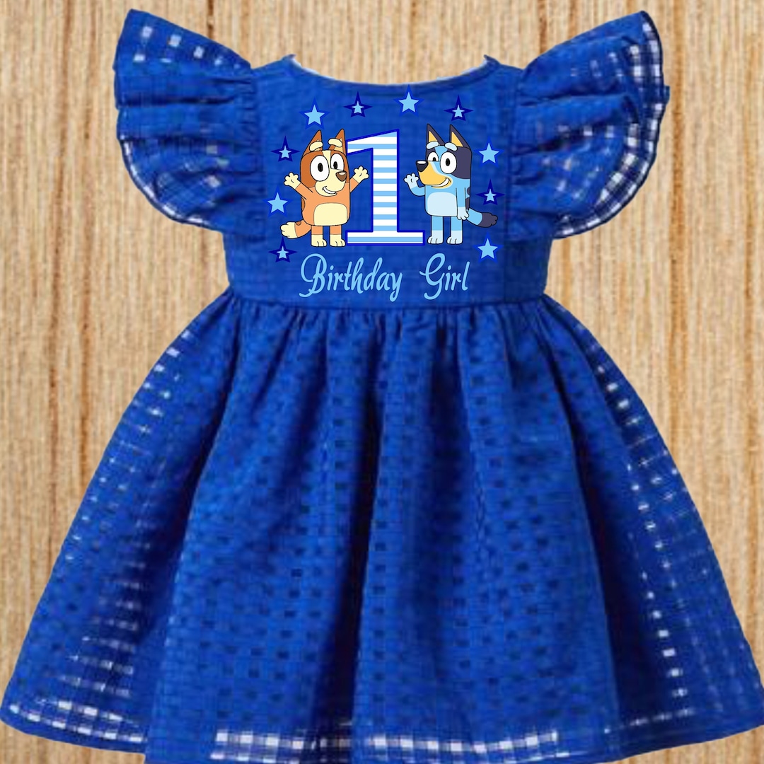 Baby Girls BLUEY Dress Royal Blue Birthday Dress BLUEY Etsy