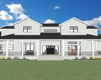 Farmhouse House Plans ~ House Plans With Home Office ~ Open Living Space Homes ~ Farmhouse Style Blueprints ~ 6 Bedroom House Plans
