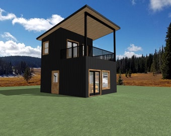 Shipping Container House Plans ~ Shipping Container Blueprints ~ Vacation House Plan ~ Small House Blueprints
