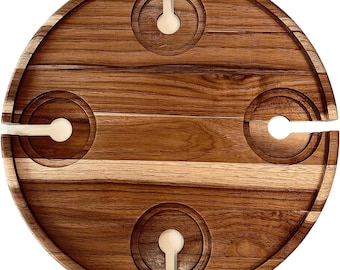 Teak, Round Boat Table Top for Drinks, Beverages and Snacks - Drink Table Top - Boat Table Top, snack table for boat