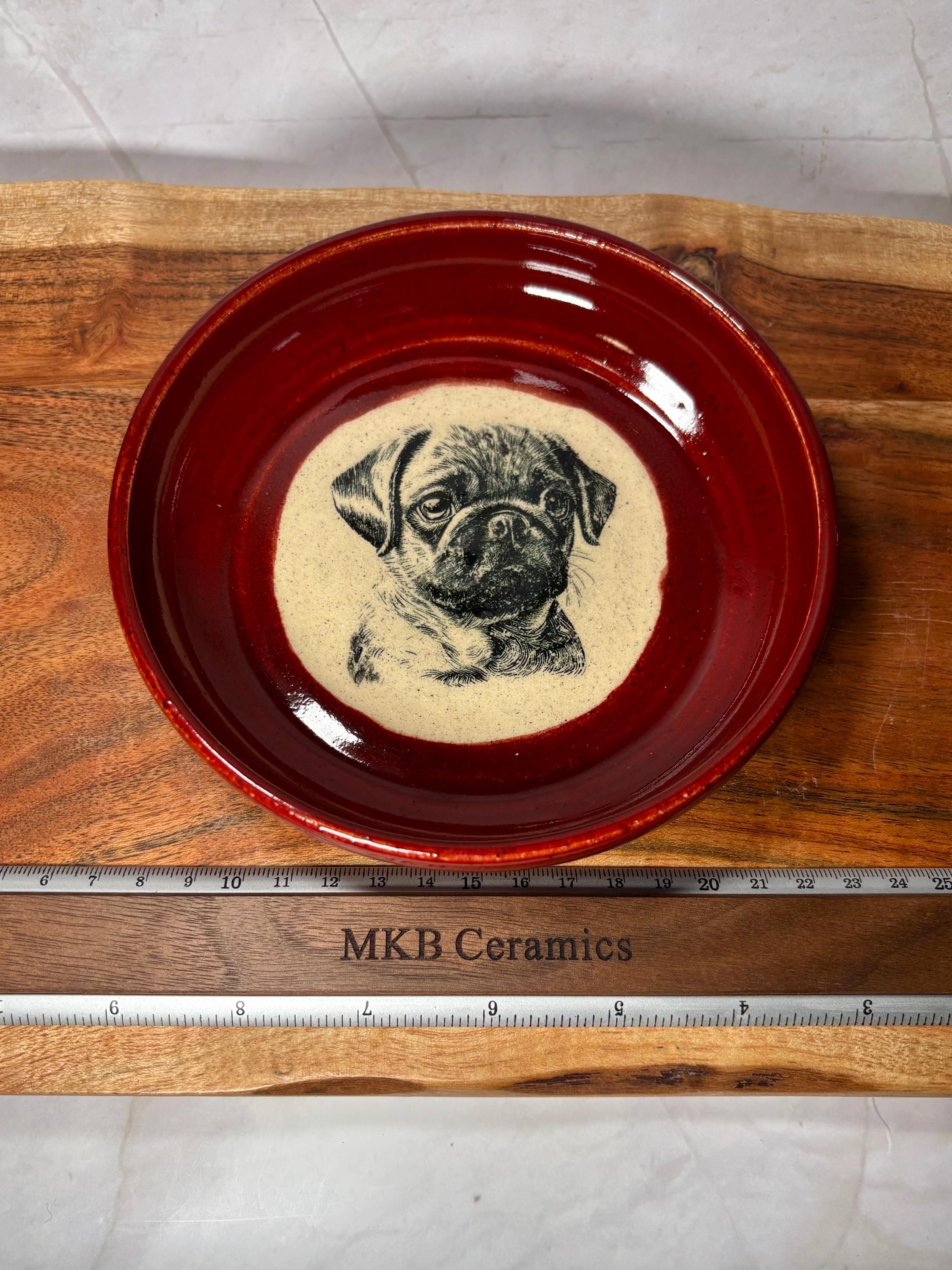 手作りの陶器製犬種パグ用皿：鮮やかな赤色のボウル、小物装飾 - Etsy 日本