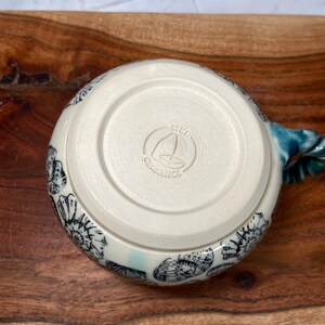 Handmade Ceramic Coffee Tea Mug: Green Aquamarine Blue Teal Flow Sea Shell Beach Coastal Ocean Sea Nautical image 8