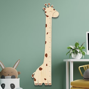 Personalized Giraffe Wooden Growth Chart: Height Ruler Nursery Decor