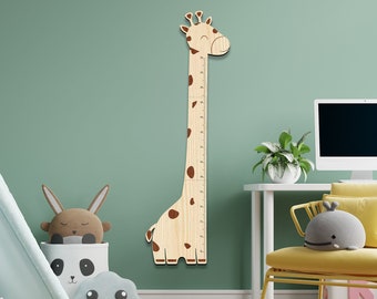 Personalisierte Giraffen-Wachstumskarte, Wachstumskarte aus Holz, personalisierte Messlatte für Wachstum, Holzkinderzimmer Dekor, Messlatte für Kinder