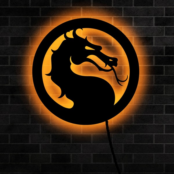 Dragon Led-Schild, Neon-Schild, mortal Kombat Zeichen, Wand-Dekor aus Holz, Spielzimmer Dekor, benutzerdefinierte Zeichen von Led, Dragon Kinderzimmer Decor