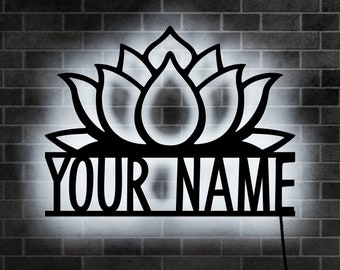 Personalisierte Lotus Flower LED Wandkunst, Meditation Decor