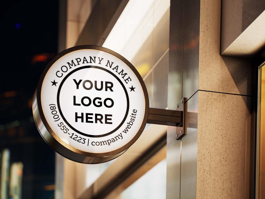 Metal Round Storefront Light Box Sign | Wall Mounted Business Sign LED ...