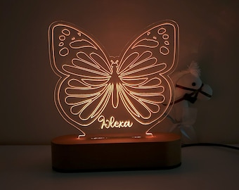Personalized Night Light Butterfly, Custom Name Night Light Animal, Nursery Decor, Baby Room Decor, Kids Room Decor, Personalized Gifts