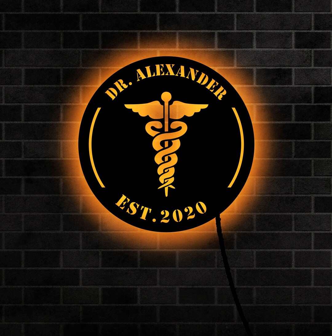 Personalized Doctor LED Sign – Custom Name Wooden Wall Decor - Etsy