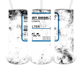 Plik cyfrowy Detroit Diesel Dirty Oil Tumbler Wrap Prosto i stożkowo PNG