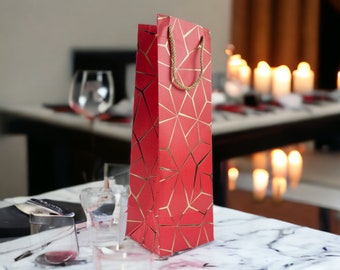 Bolsas de regalo de vino hechas a mano, diseño dorado (juego de 10)