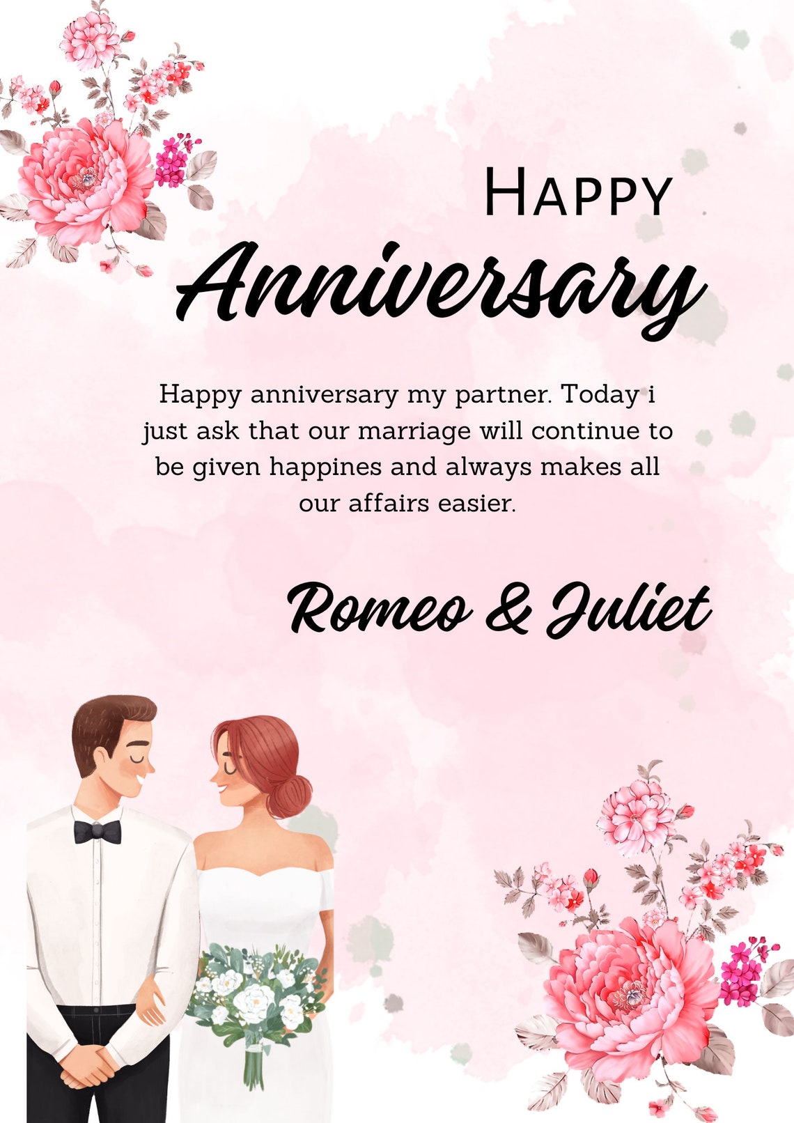 Printable Wedding Anniversary Template Printable Editable Etsy Printable Wedding Anniversary Template Printable Editable Etsy
