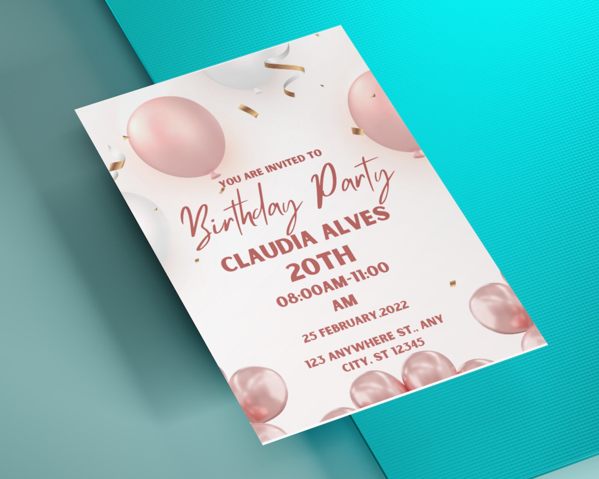 Editable Birthday Invitation, Template Invitation, Modern Birthday