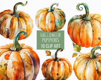 Halloween Pumpkins Clipart, Fall Clipart Bundle, Thanksgiving, autumn clipart