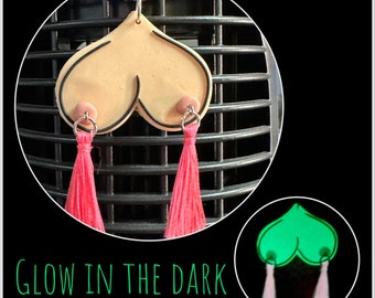 Glow in the dark car vent boob tassel