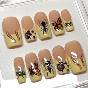 Buggin’ Out - Press On Nail Set | Handpainted Insects Spring Bug Nails Handmade Press Ons