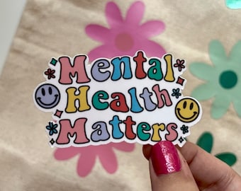 Mental Health Matters Water Bottle Sticker, Tie Dye Waterproof Sticker ...