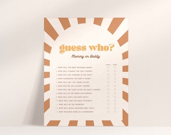 Retro Here Comes the Son Baby Shower Quiz
