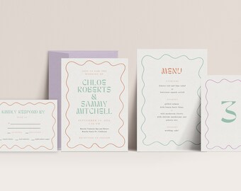 Modern French Invitation Set Template Download