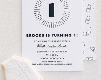 Black and White Kids Birthday Party Invite