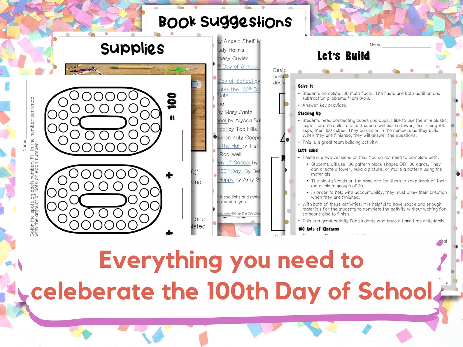 100th Day of School Activity Packet 100 Day Printables STEAM School ...