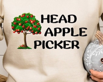 Felpa girocollo Head Apple Picker per camicia autunnale con camicia a tema autunnale Apple
