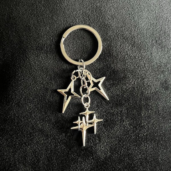 Adorable Shiny Stars Y2K Keychain, Boho Kawaii KPop Fairy Grunge Harajuku Goth Punk Aesthetic Keyring Bag Accessory, Cute Gift Idea