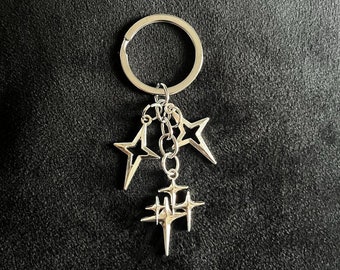 Adorable Shiny Stars Y2K Keychain, Boho Kawaii KPop Fairy Grunge Harajuku Goth Punk Aesthetic Keyring Bag Accessory, Cute Gift Idea