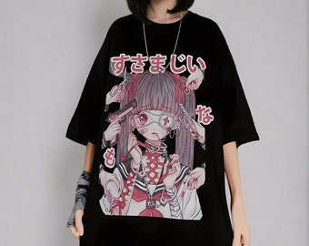 Yami Kawaii Shirt, Pastell Goth T-Shirt, Egirl Top, Kawaii Goth Kleidung, Harajuku Grafik T-Shirt, J-Fashion, Japanische Streetwear