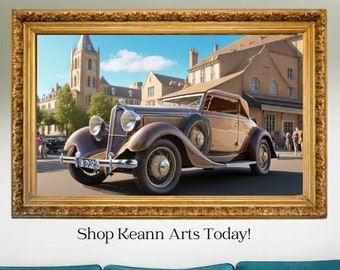 Coches de antaño, póster de coches antiguos, impresión de arte de vehículos, coches clásicos icónicos, arte de pared de coches retro, Voisin C28 de 1934, juego de 6 piezas