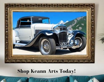 Antique Cars, Old Car Wall Decor, Auto Art Prints, Classic Car PNG, Classic Automobile Posters, 1931 Chevrolet, 6pc set