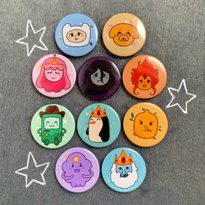 Adventure Time Cute Homemade 1.5&quot; (37mm) Badges and Buttons (Finn, Jake, Bubblegum, Marceline, BMO, Lemongrab, Ice King, and more!)