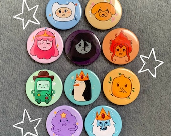 Adventure Time Cute Homemade 1.5" (37mm) Badges and Buttons (Finn, Jake, Bubblegum, Marceline, BMO, Lemongrab, Ice King, and more!)