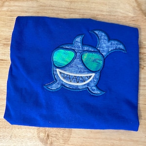 Shark with shades t-shirt, baby shark blue