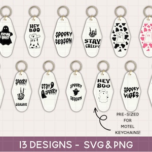 halloween motel keychain svg bundle, keychain Cut File For Cricut & Silhouette, Funny Quote Svg, Vintage Retro Keychain Svg,