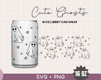Cute Ghost Libbey Glass SVG, Libbey Can, Glass Can svg, Halloween svg, ghost svg