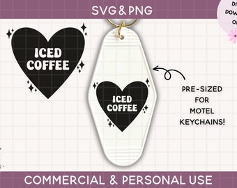 motel keychain svg, keychain Cut File For Cricut & Silhouette, Vintage Retro Keychain Svg, Svg For Keychain, iced coffee svg