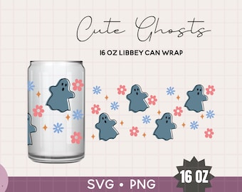 Cute Ghost Libbey Glass SVG, Libbey Can, Glass Can svg, Halloween svg, ghost svg