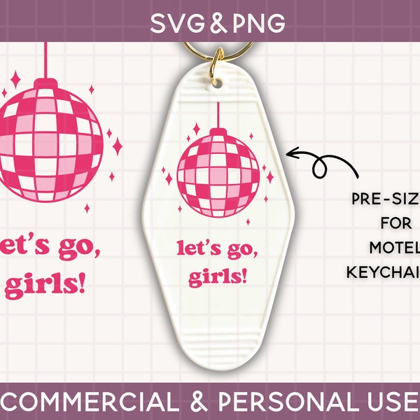 motel keychain svg, keychain Cut File For Cricut & Silhouette, Vintage Retro Keychain Svg, Svg For Keychain, lets go girls