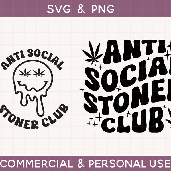 weed svg, stoner svg, weed svg png bundle, front back shirt svg, anti social stoner club svg, melted face svg, retro svg