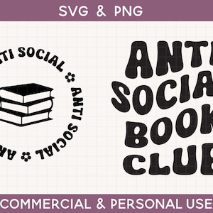 book svg, reading svg, antisocial book club, front back shirt svg, cricut cut file png, bookish svg, book lover svg