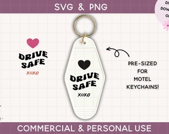 motel keychain svg, keychain Cut File For Cricut & Silhouette, Funny Quote Svg, Vintage Retro Keychain Svg, drive safe xoxo