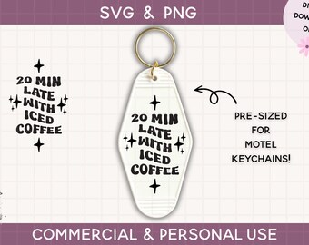 motel keychain svg, keychain Cut File For Cricut & Silhouette, Funny Quote Svg, Vintage Retro Keychain Svg, Svg For Keychain, iced coffee