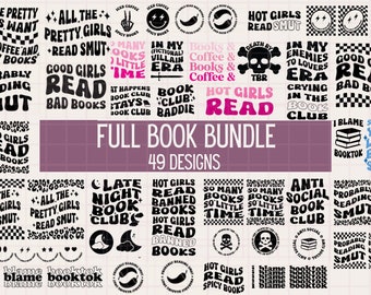 book club svg bundle, reading svg bundle, books, library, front back shirt, cricut cut file png, bookish svg, book lover svg, books