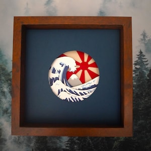 La Grande Onda di Kanagawa, Hokusai Ukiyo-e Versione Carta Taglio Art