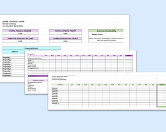 Rental Property Income & Expense Tracker | Tax Estimation | Spreadsheet | Accounts