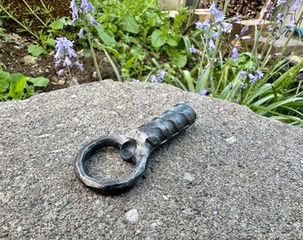 Small Rebar Bottle Opener - Blacksmith hand forged - rustic