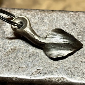 Metal Leaf Keychain - Hand forged unique Blacksmith made