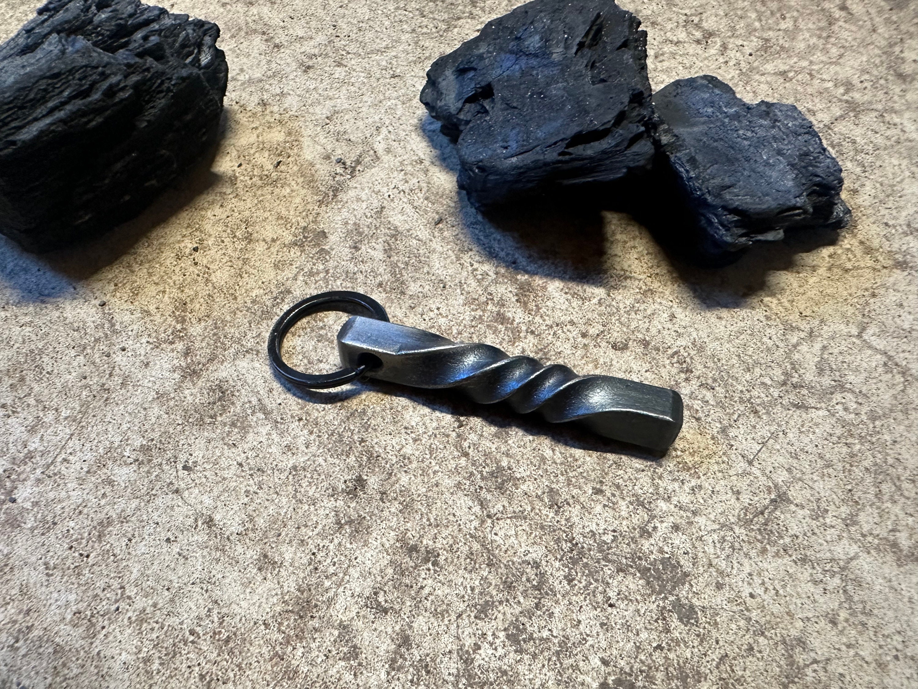 Twisted Metal Keychain - Hand Forged Unique Blacksmith Made - Etsy