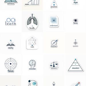 Study Motivation Minimal Stickers, Aesthetic Desk Decals, Focus Quote Planner, Clean Line Art Vinyl, Student Essentials Bundle